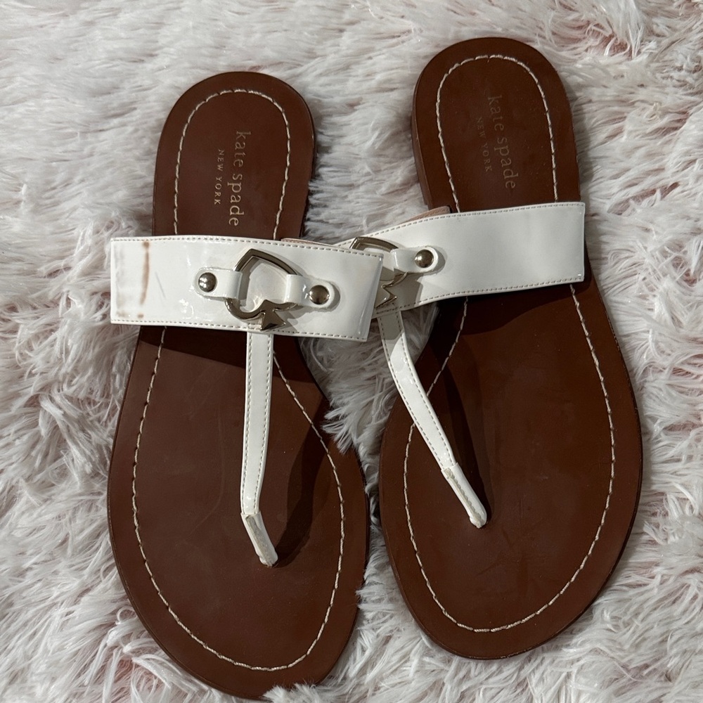 Kate Spade White and Brown Sandals